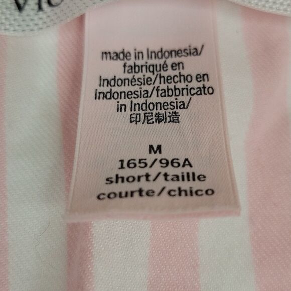 M VICTORIA'S SECRET pink striped lightweight flannel sleep lounge top MEDIUM - Picture 4 of 8